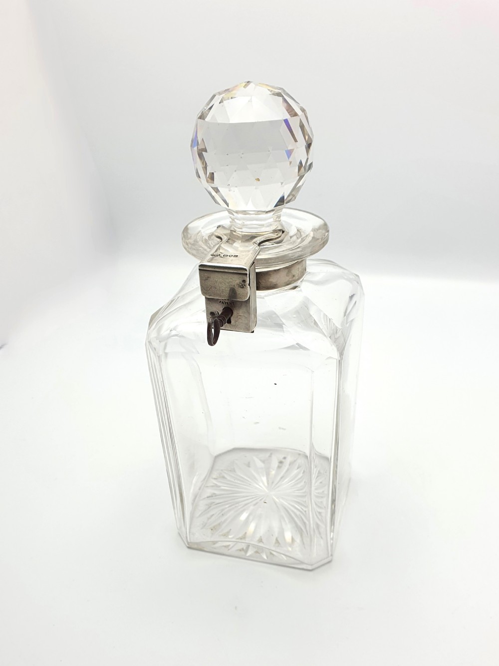 Stunning Antique Edwardian Silver and Cut-Crystal Locking Decanter - 1907 View III
