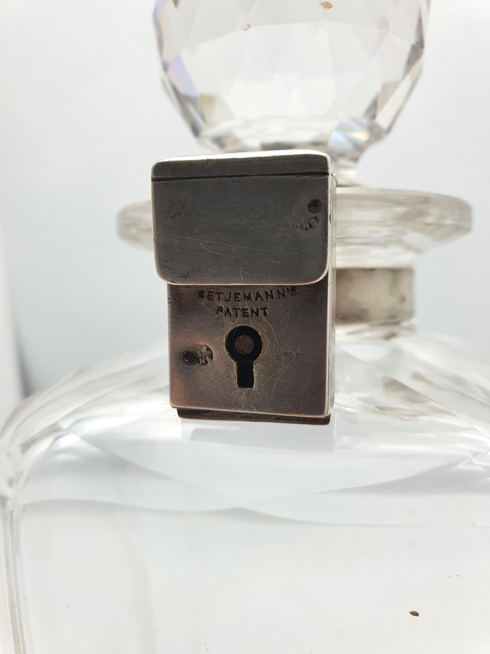 Stunning Antique Edwardian Silver and Cut-Crystal Locking Decanter - 1907 View V