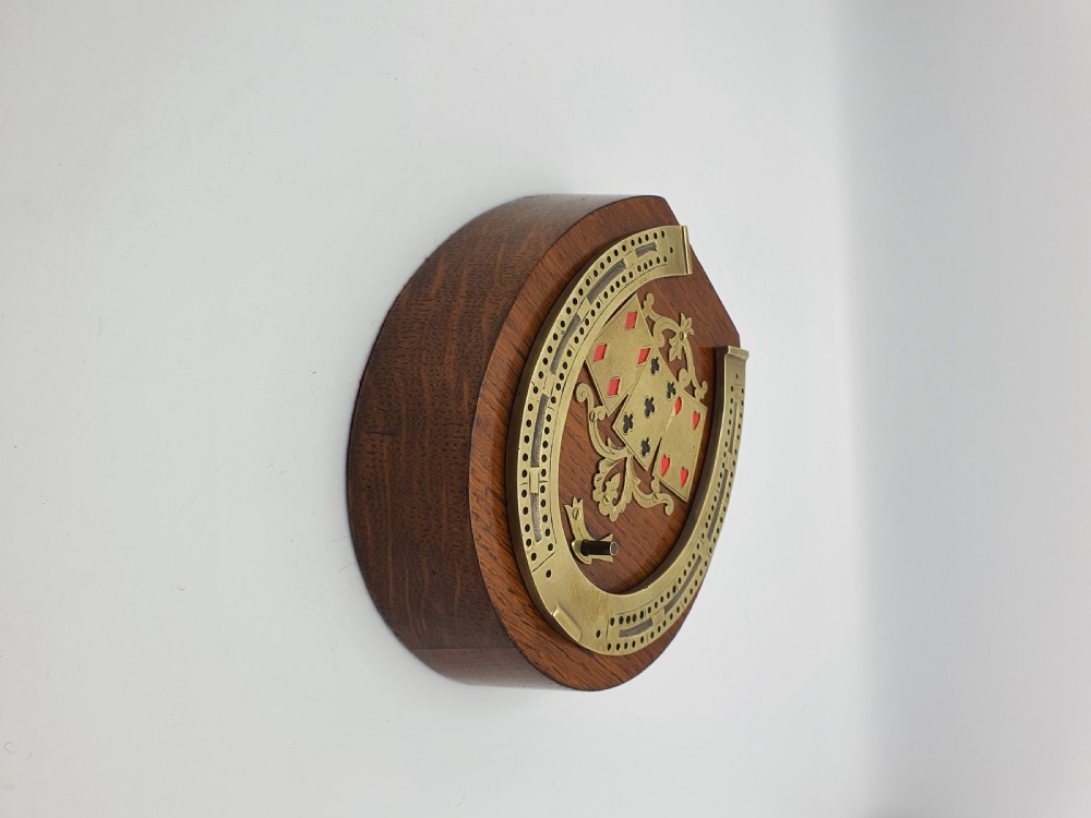 Splendid Victorian Oak and Brass Cribbage Board - circa 1890 View V