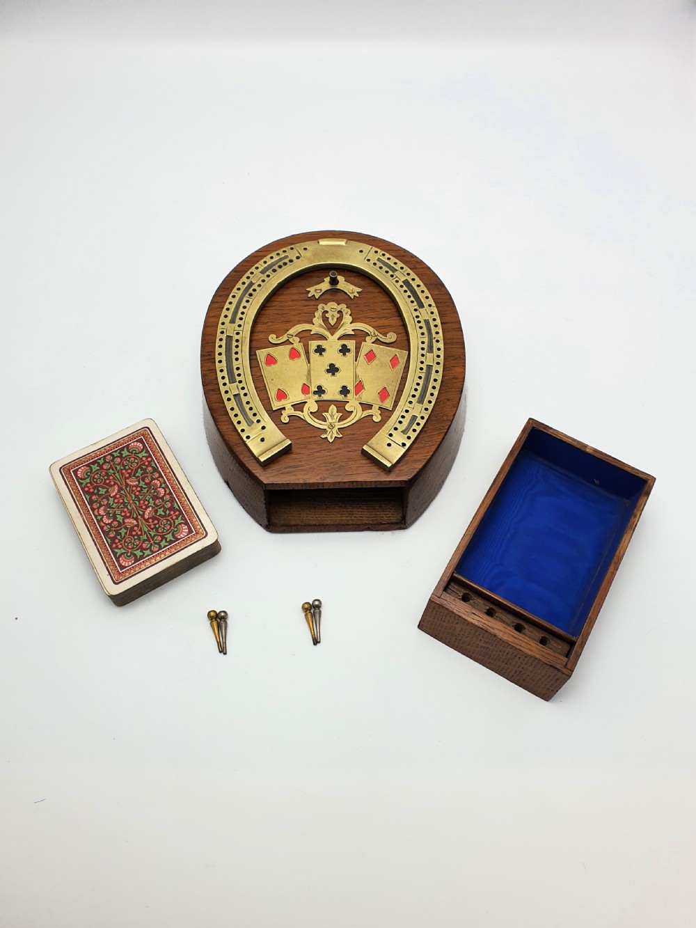 Splendid Victorian Oak and Brass Cribbage Board - circa 1890 View IX