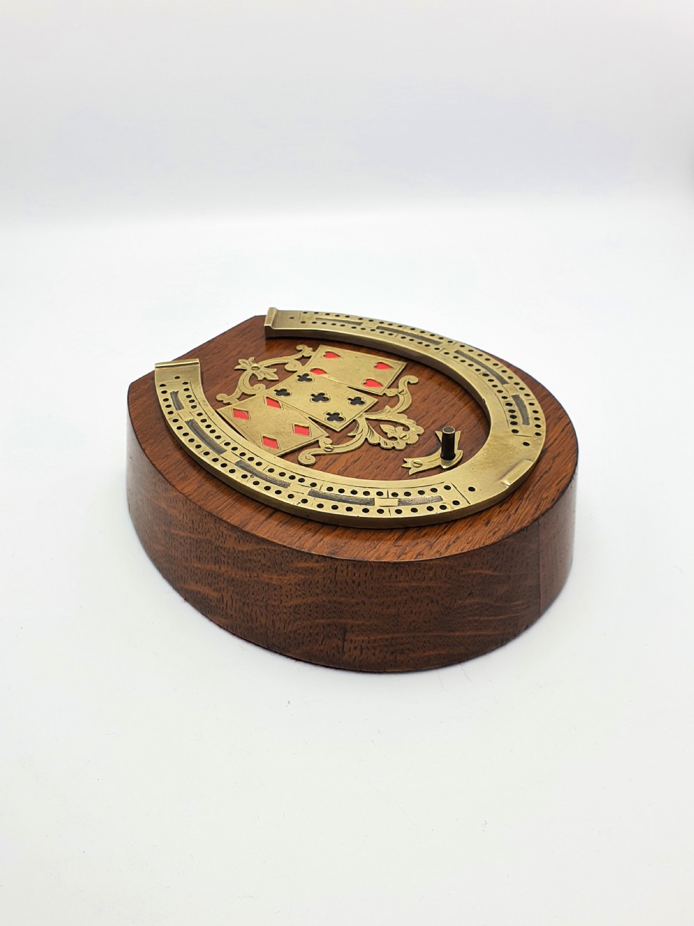 Splendid Victorian Oak and Brass Cribbage Board - circa 1890 View X