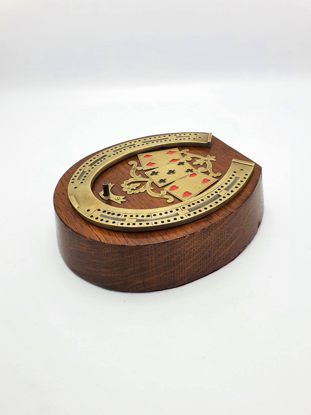 Splendid Victorian Oak and Brass Cribbage Board - circa 1890 View XII