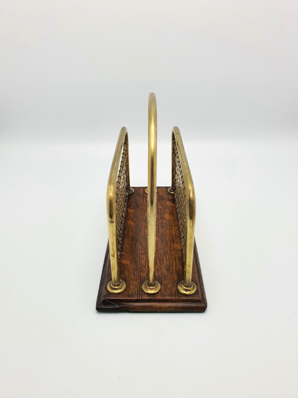 Lovely Edwardian Brass & Oak Letter Rack - circa 1905 View V