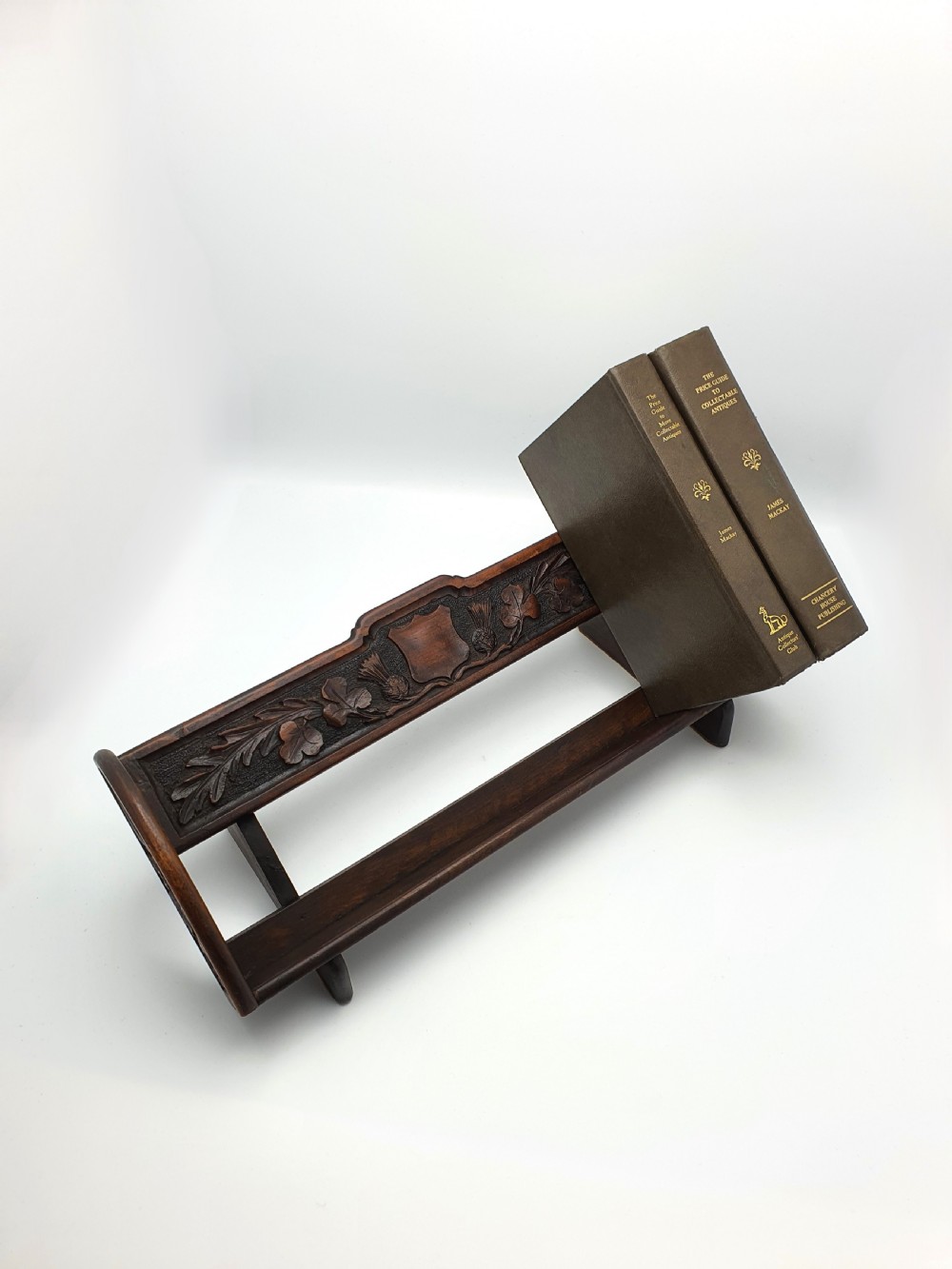 Nice Edwardian Carved Oak Book Rack – circa 1905 View II