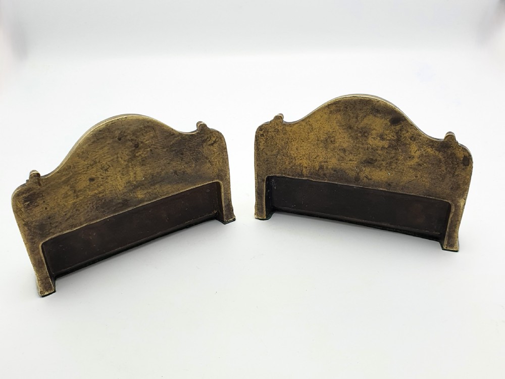 Unusual Pair of Windsor Castle Brass Bookends - circa 1905 View V