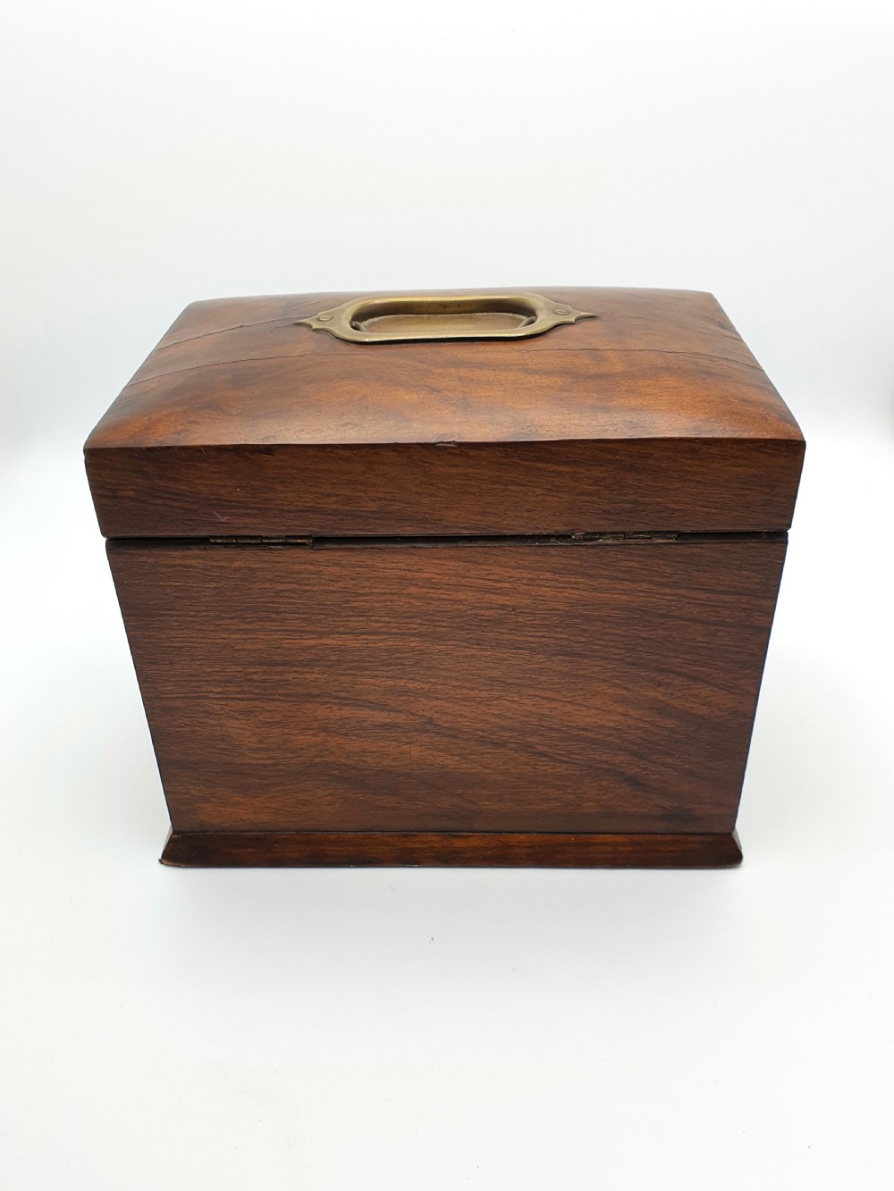 A Victorian walnut jewellery chest with open glass-panelled side doors, two pull-out drawers with brass handles, and an open lid revealing a button-tufted green velvet interior. View IX