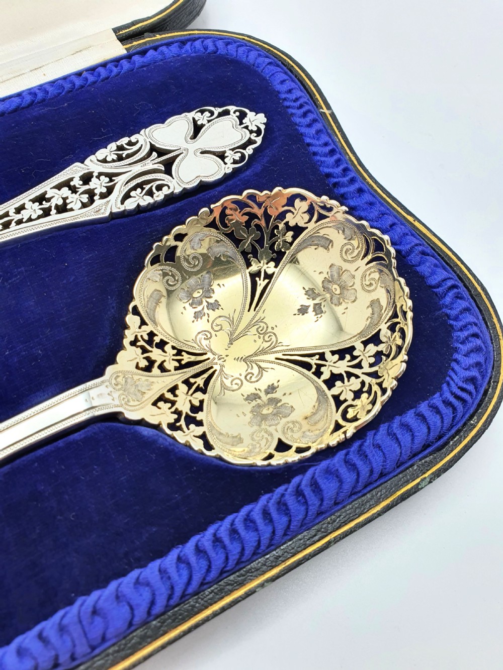 Stunning Pair of Solid Silver Serving Spoons - 1904 View II
