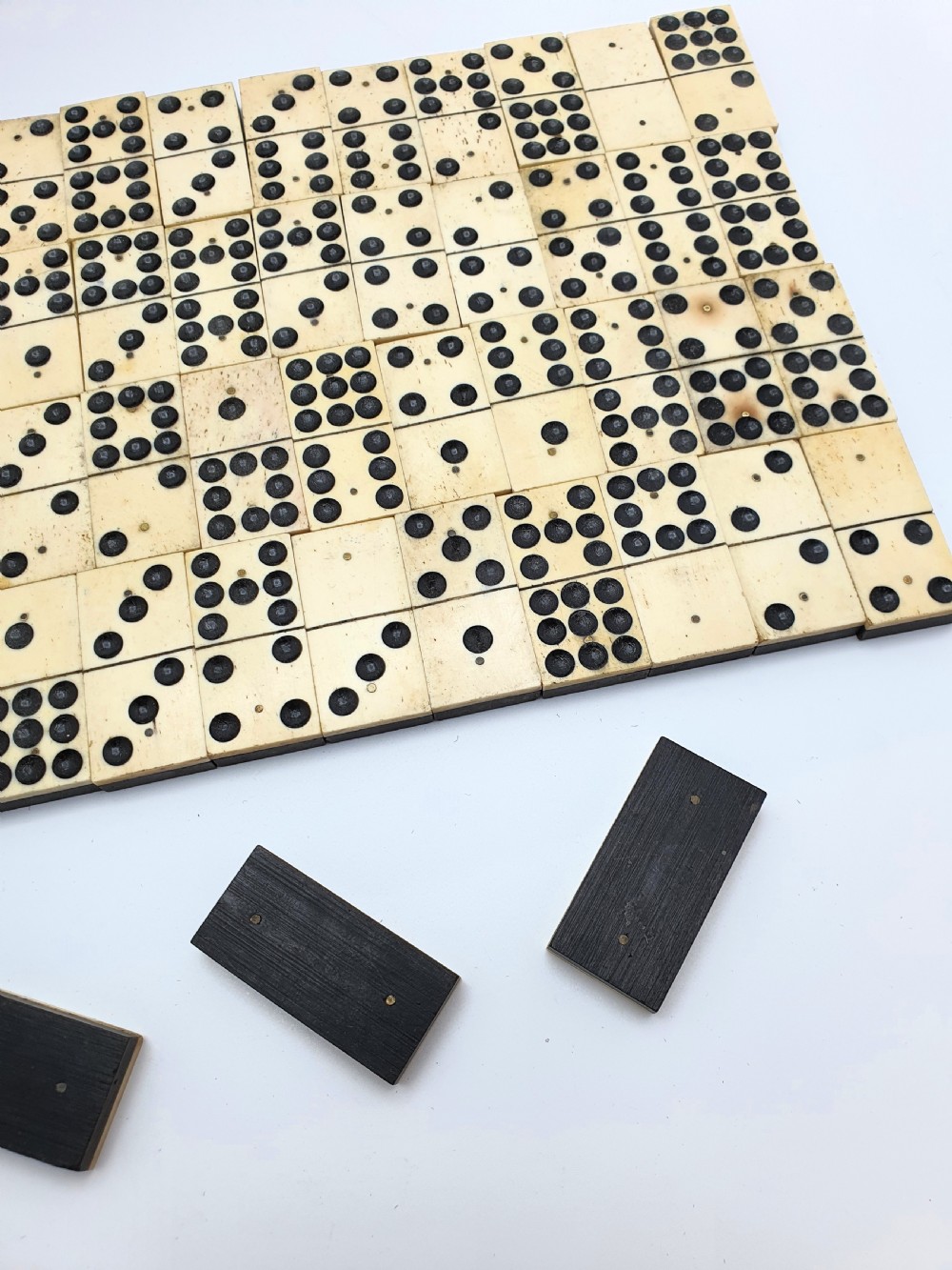 Nice Antique Edwardian Boxed Set of Nines Dominoes - circa 1905 View V