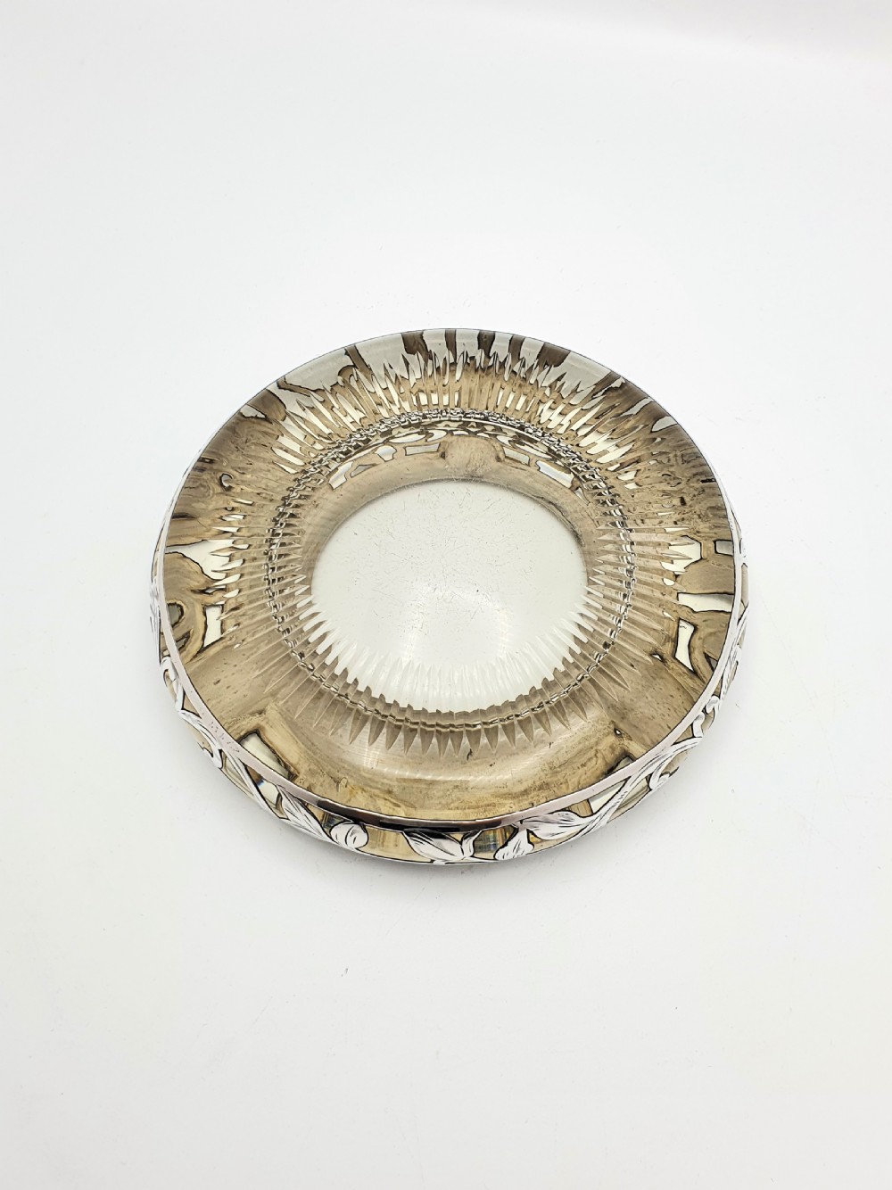 Fabulous Antique Sterling Silver & Cut Glass Ash Tray – circa 1900 View IV