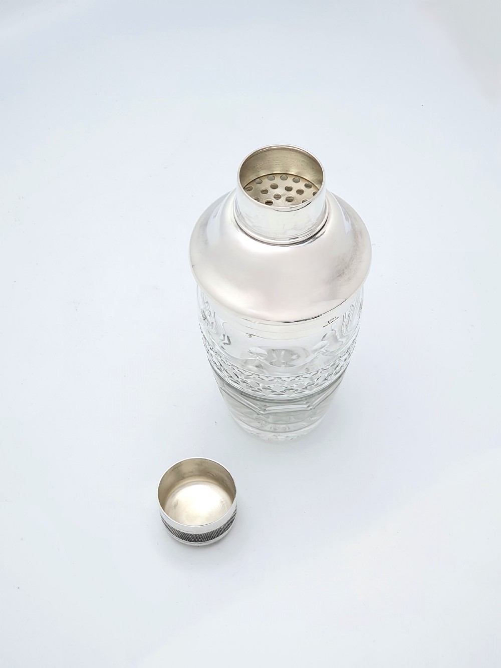 Super Cut Glass & Silver-Plated Cocktail Shaker – circa 1950 View III
