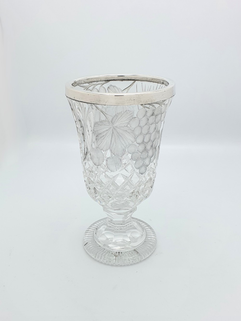 Fabulous Art Deco Silver Topped Glass Vase - 1929 View IV