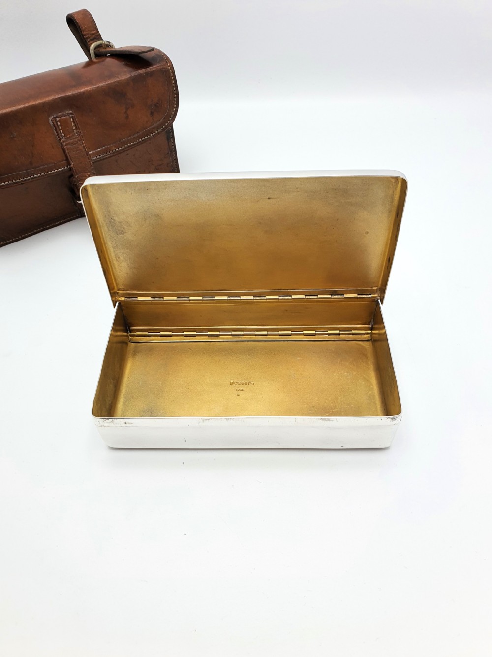 Handsome Edwardian Antique Leather Cased Sandwich Box - circa 1905 View V