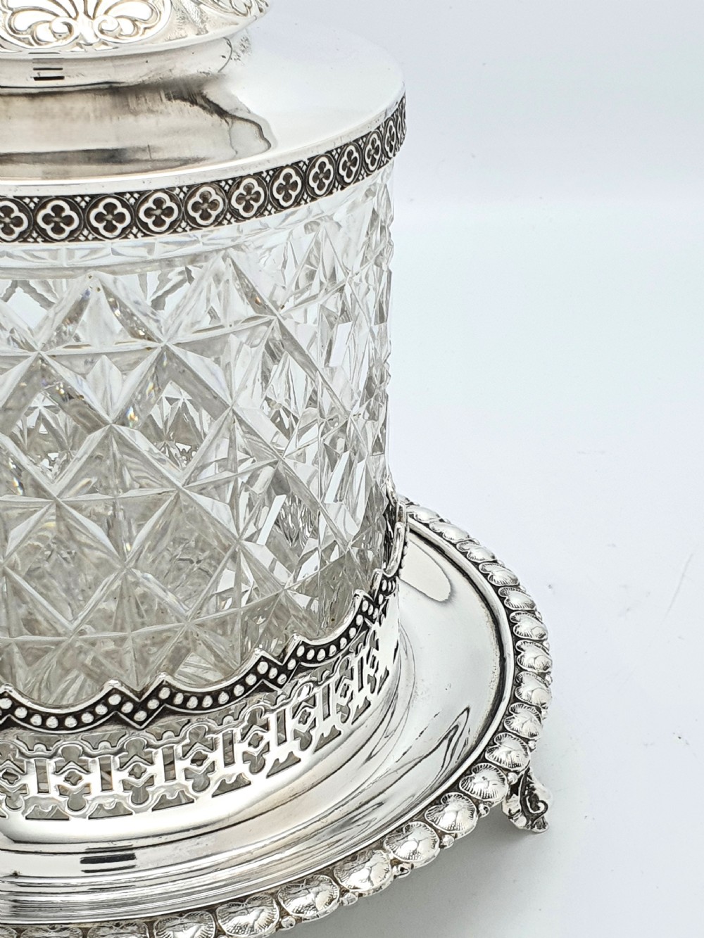 Lovely Victorian Cut Glass Biscuit Box/Cookie Jar – circa 1890 View IV