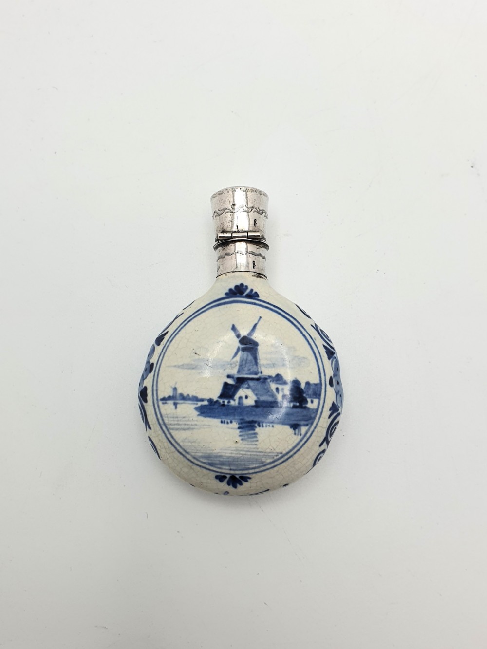 Nice Silver Topped Dutch Delft Scent Bottle – circa 1930 View V