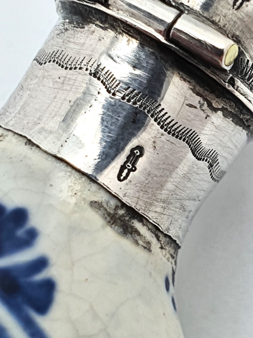 Nice Silver Topped Dutch Delft Scent Bottle – circa 1930 View VI