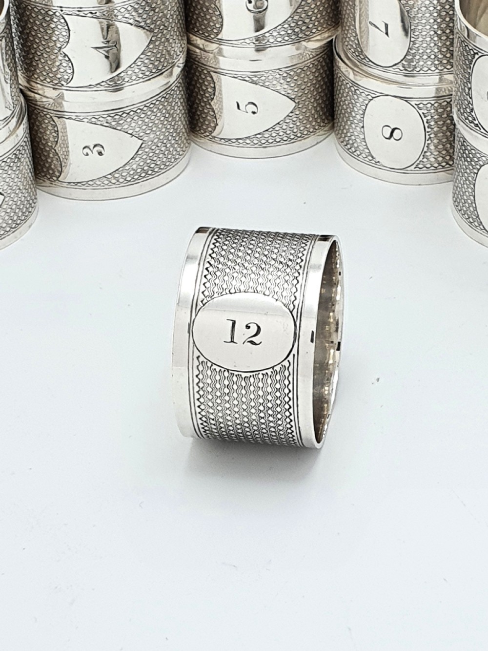 Fabulous Set of 12 Edwardian Napkin Rings - circa 1905 View III
