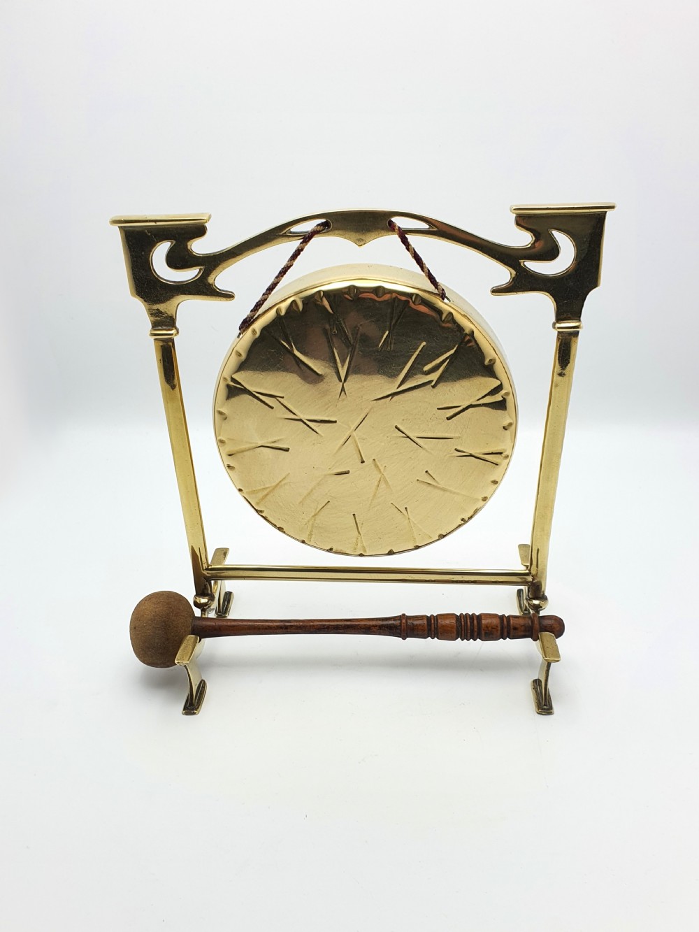 Lovely Edwardian Brass Dinner Gong - circa 1905 View II