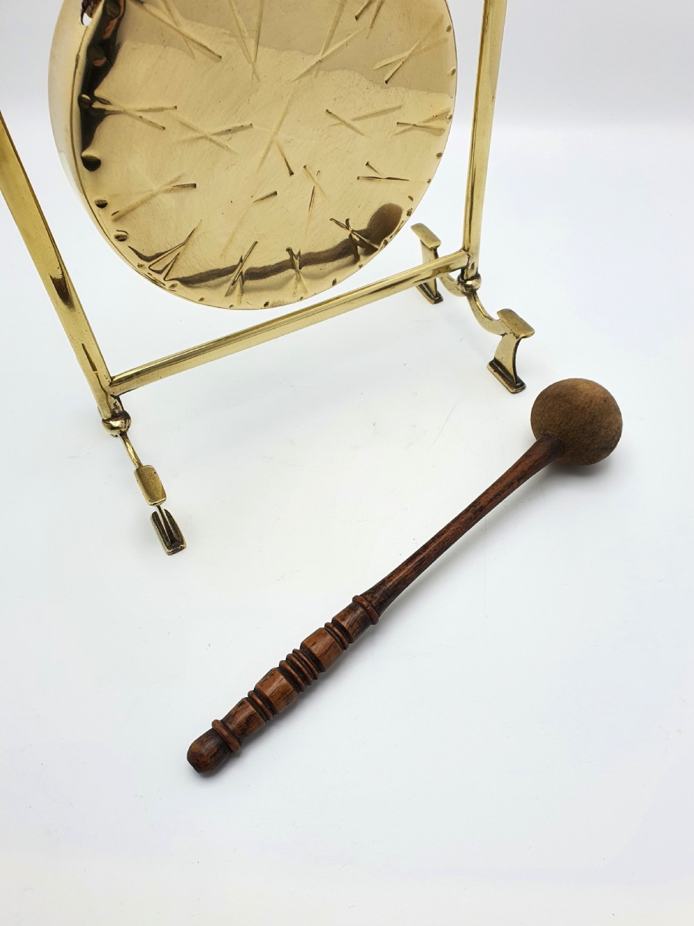 Lovely Edwardian Brass Dinner Gong - circa 1905 View III