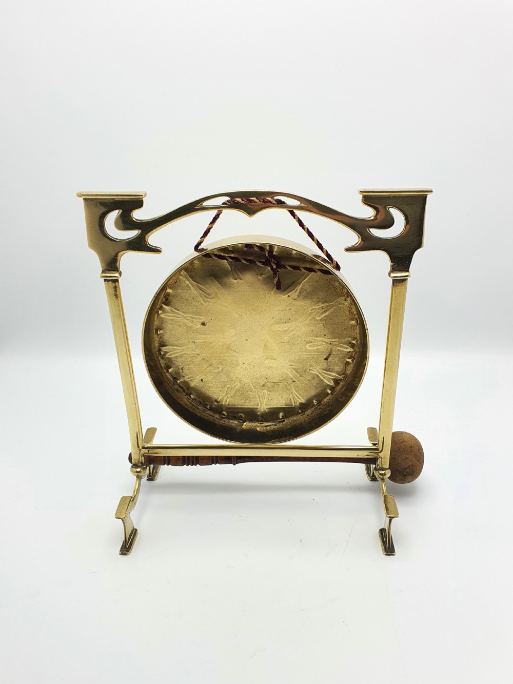 Lovely Edwardian Brass Dinner Gong - circa 1905 View V