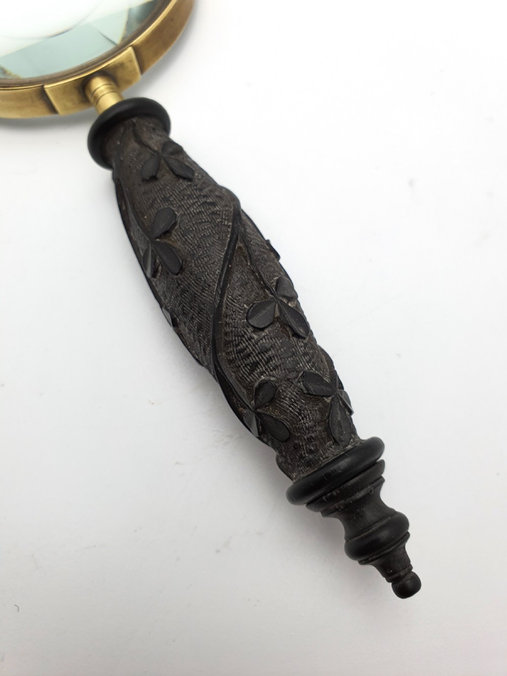 Handsome Irish Bog Oak Handled Magnifying Glass - circa 1900 View II