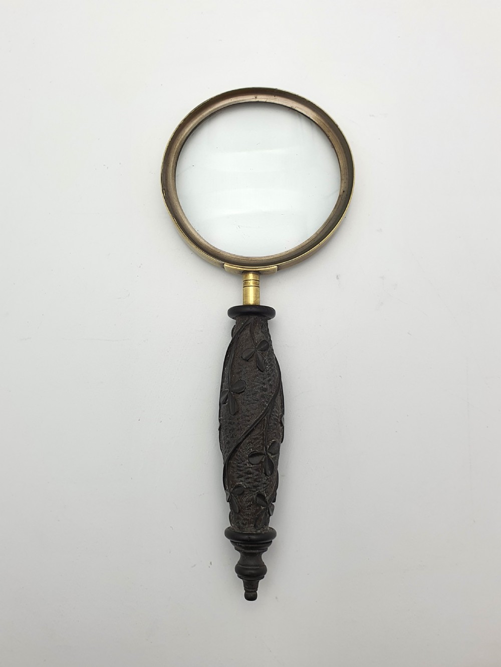 Handsome Irish Bog Oak Handled Magnifying Glass - circa 1900 View III