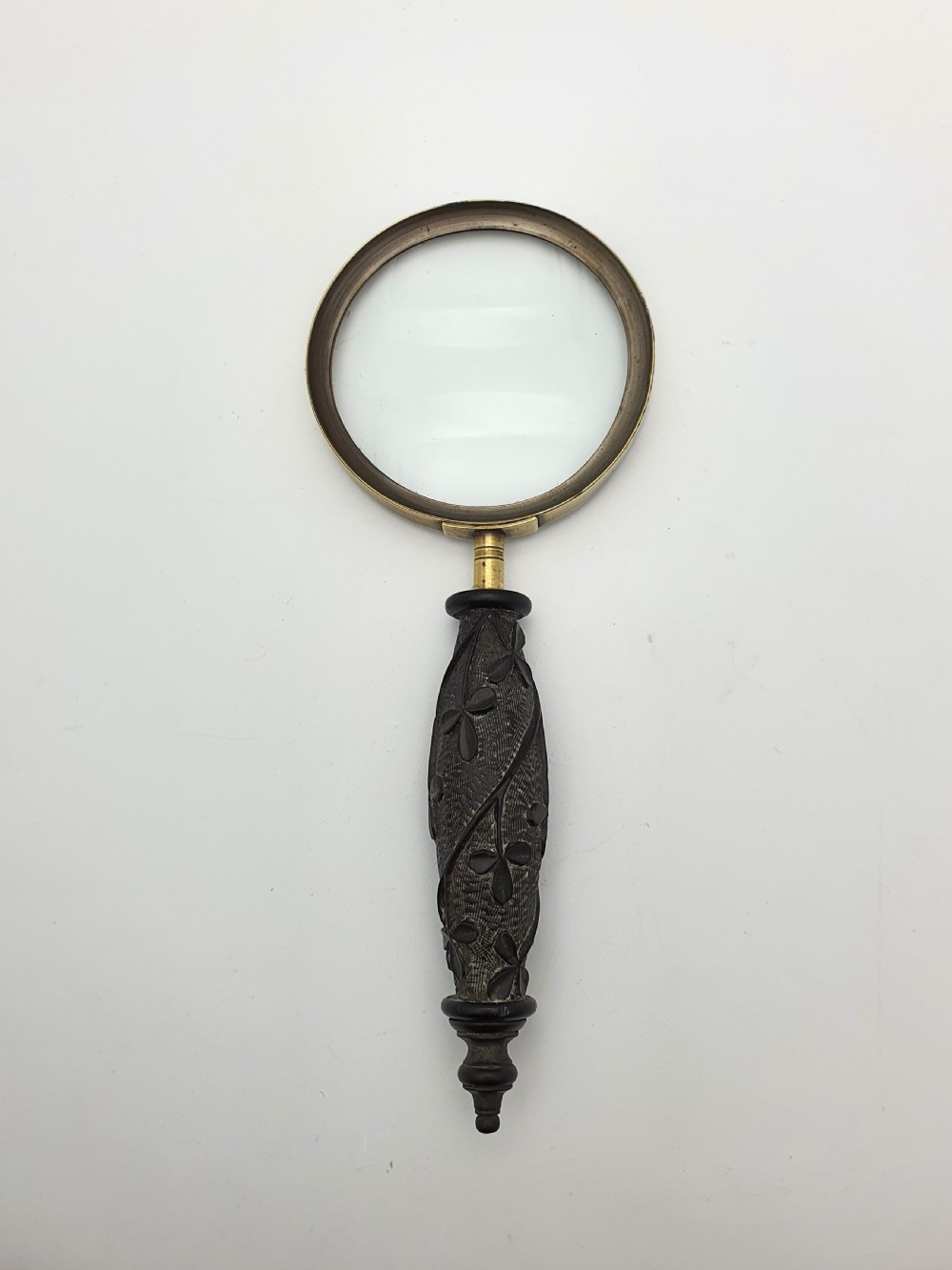 Handsome Irish Bog Oak Handled Magnifying Glass - circa 1900 View IV