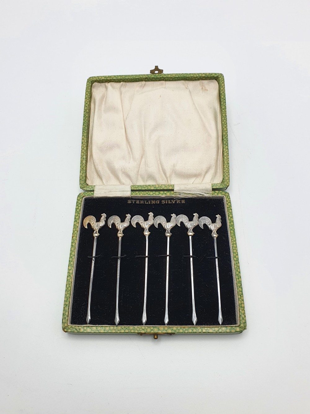 Nice Boxed Set of 6 Sterling Silver Cocktail Sticks - circa 1930