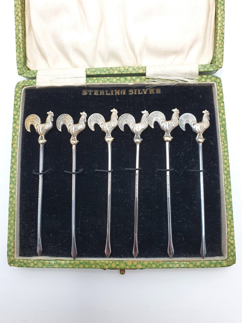 Nice Boxed Set of 6 Sterling Silver Cocktail Sticks - circa 1930 View II