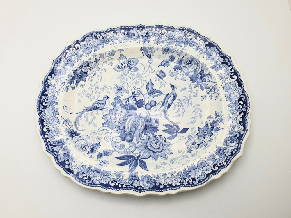 Good Victorian Blue and White China Platter – circa 1860 View II