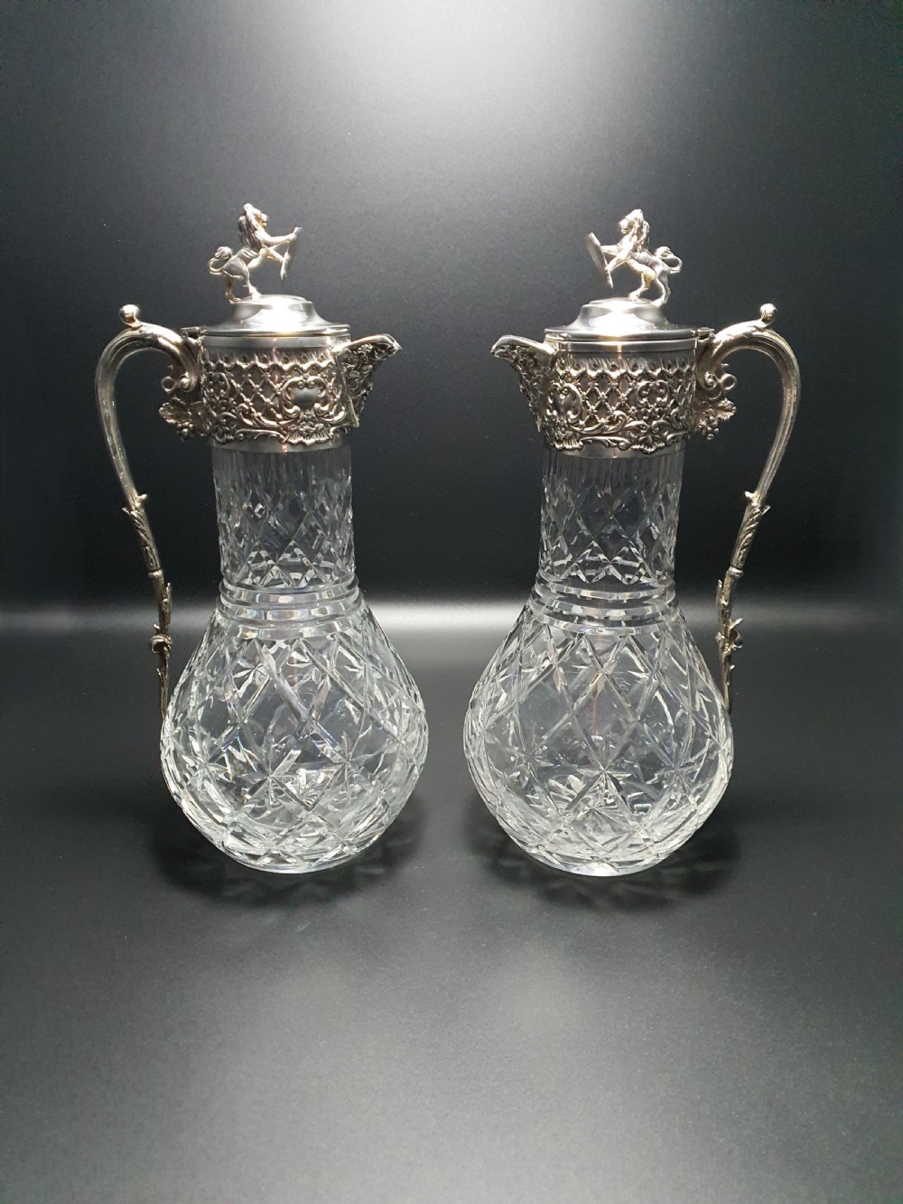 Magnificent Pair of Cut-Glass Claret Jugs – circa 1930