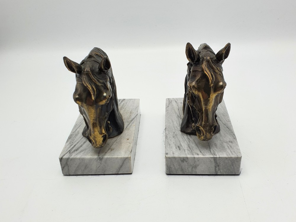 Lovely Pair of French Art Deco Horse Bookends - circa 1930 View III