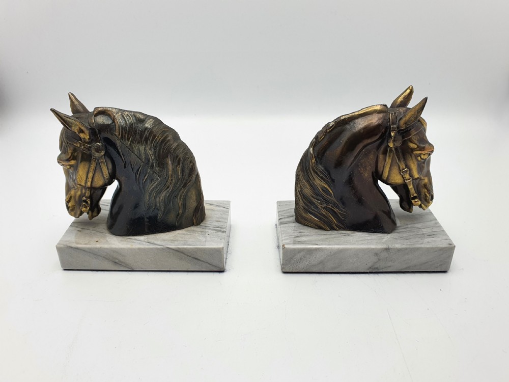 Lovely Pair of French Art Deco Horse Bookends - circa 1930 View IV