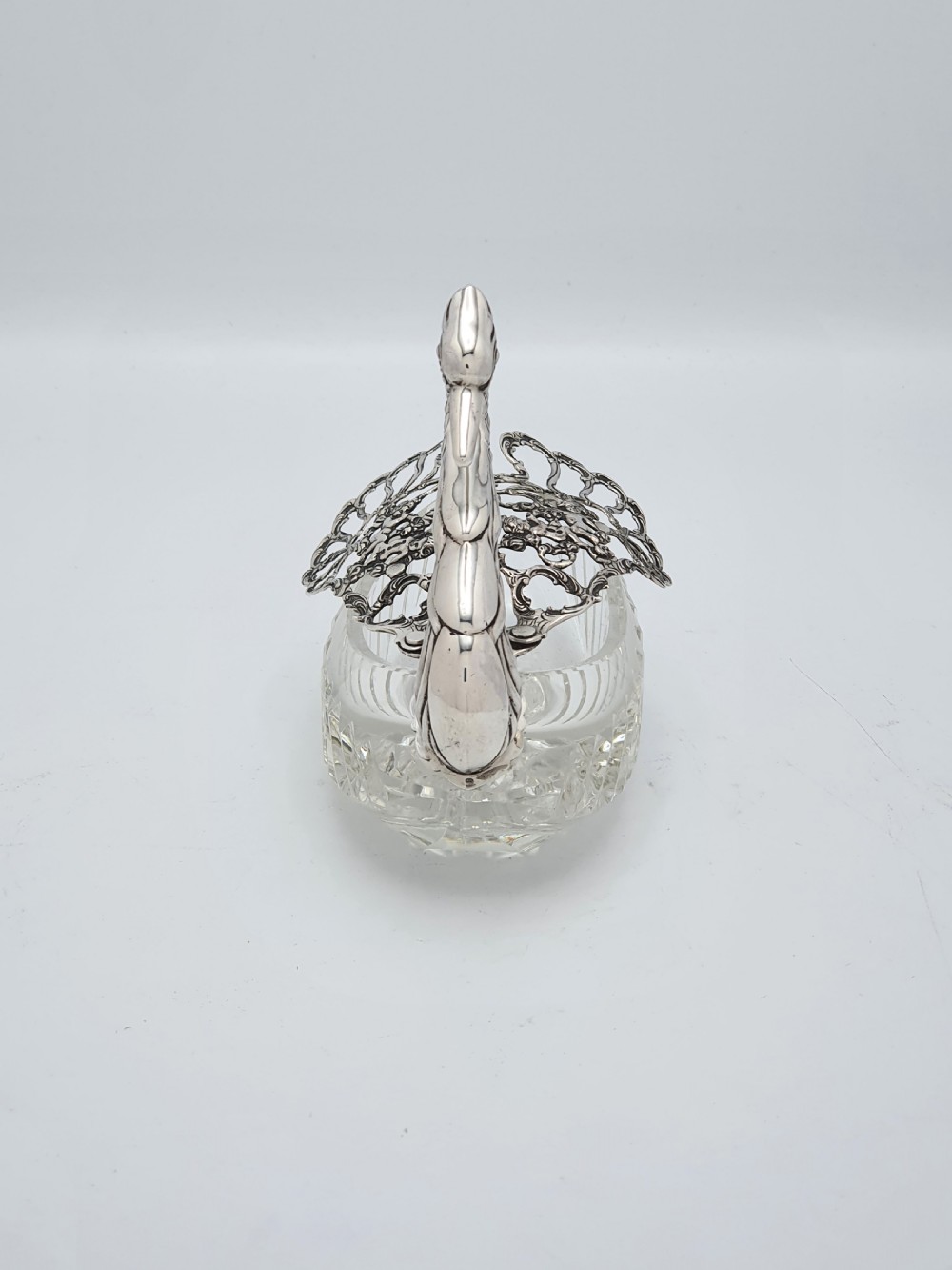 Fabulous Silver and Cut Crystal Swan Box – circa 1960 View III