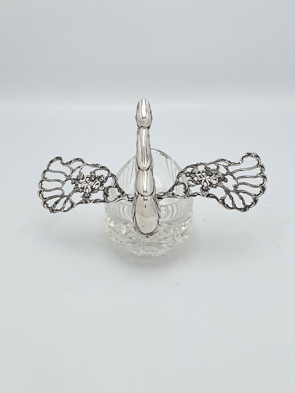 Fabulous Silver and Cut Crystal Swan Box – circa 1960 View IV