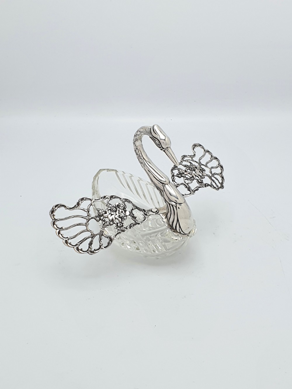 Fabulous Silver and Cut Crystal Swan Box – circa 1960 View V