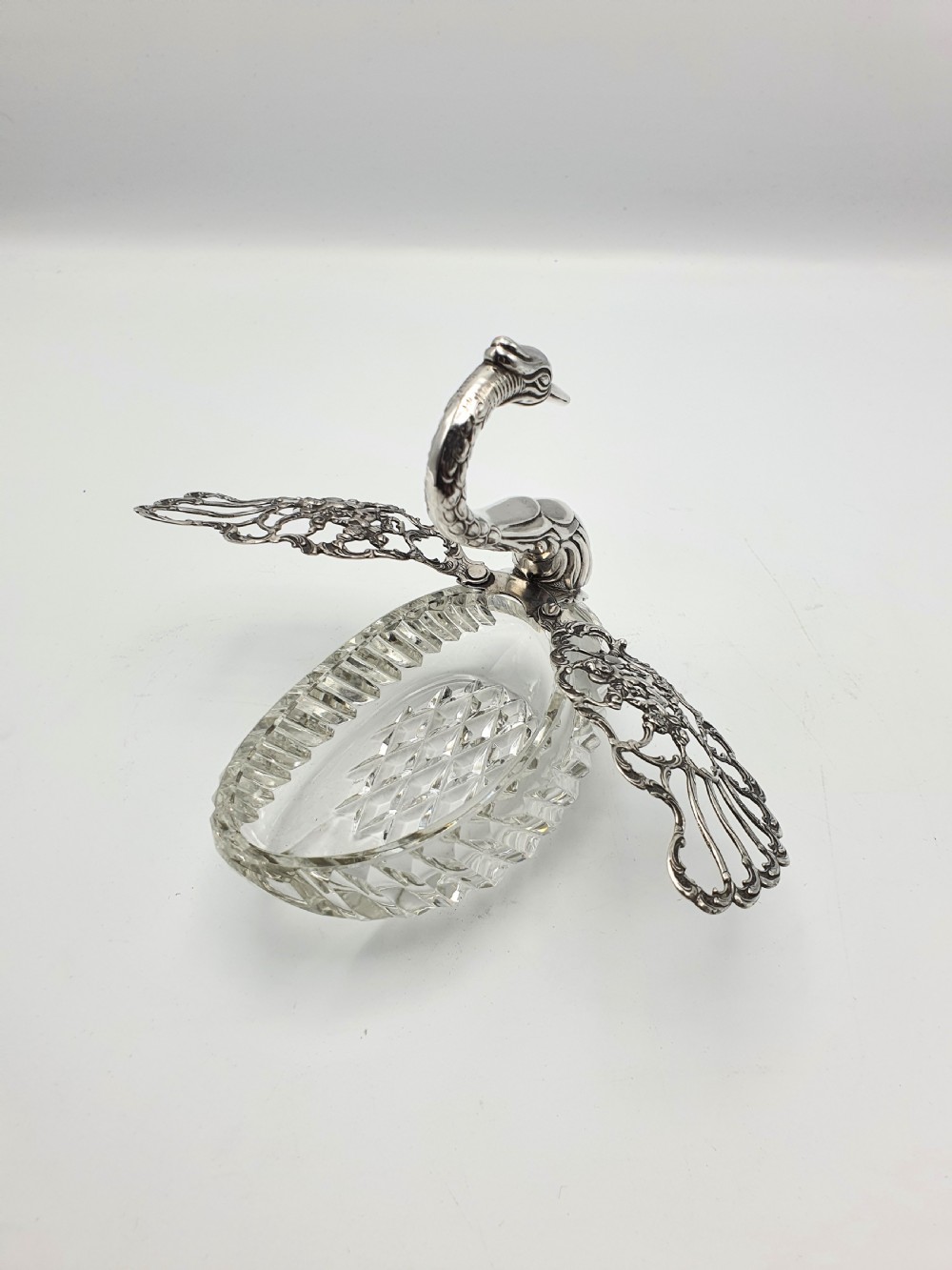 Fabulous Silver and Cut Crystal Swan Box – circa 1960 View VII