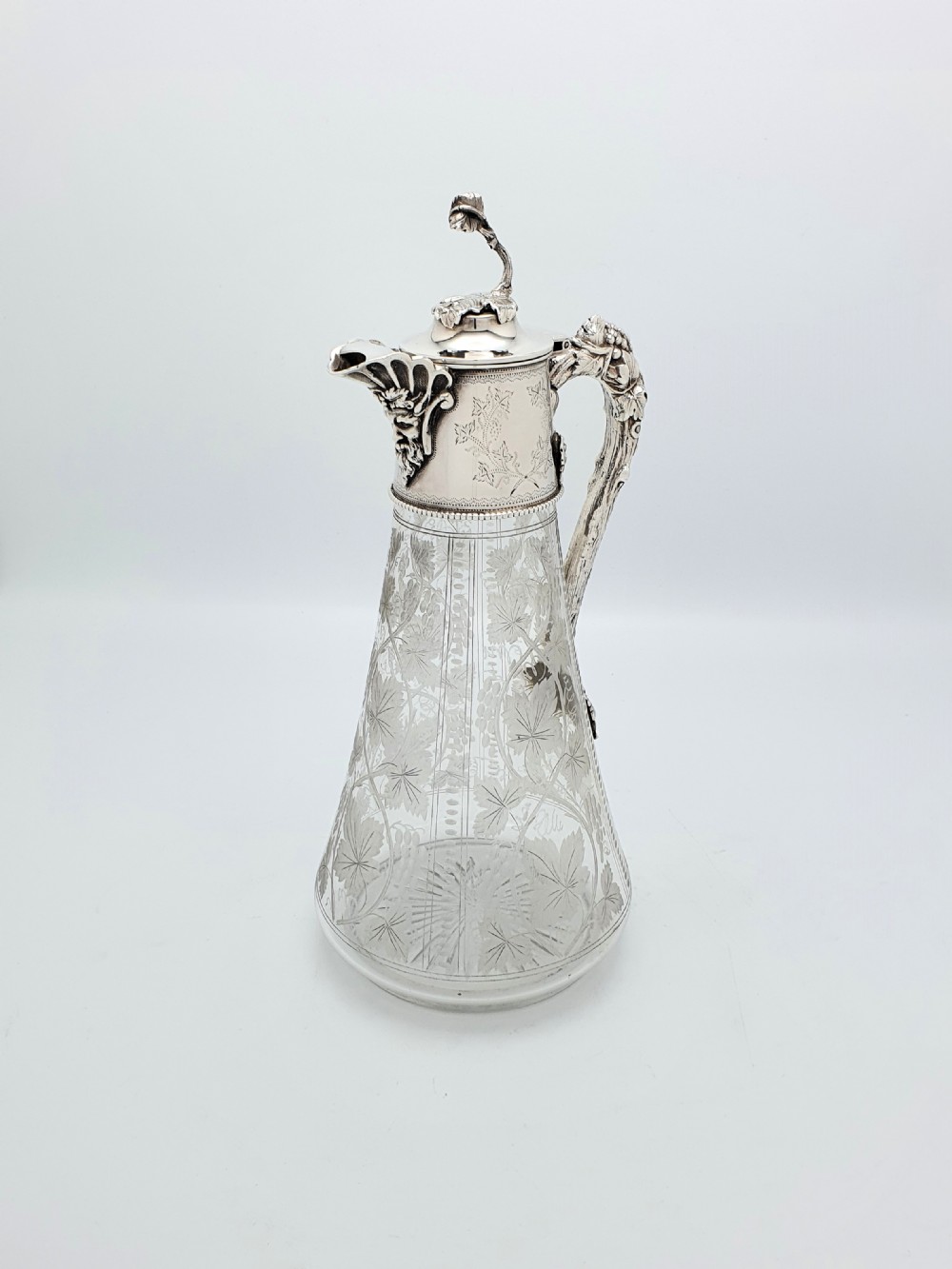 Splendid Victorian Cut Glass and Silver-Plated Claret Jug – circa 1880