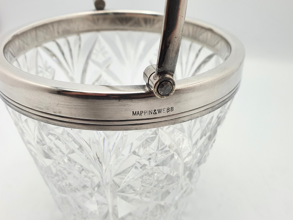 Art Deco Mappin & Webb Cut Glass Ice Bucket - circa 1930 View IV