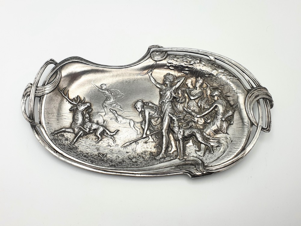 Beautiful Oval Art Nouveau WMF Pewter Plaque – circa 1900