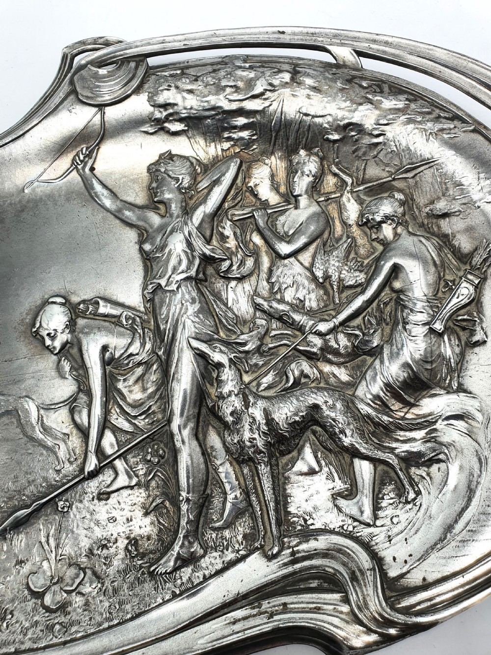 Beautiful Oval Art Nouveau WMF Pewter Plaque – circa 1900 View II