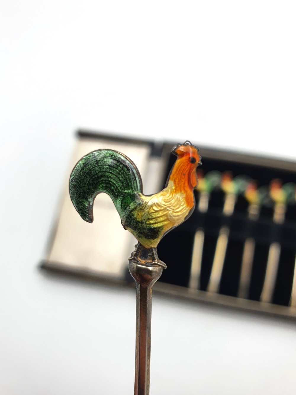 Beautiful Set of Enamelled and Silver Cocktail Sticks – circa 1930 View IV