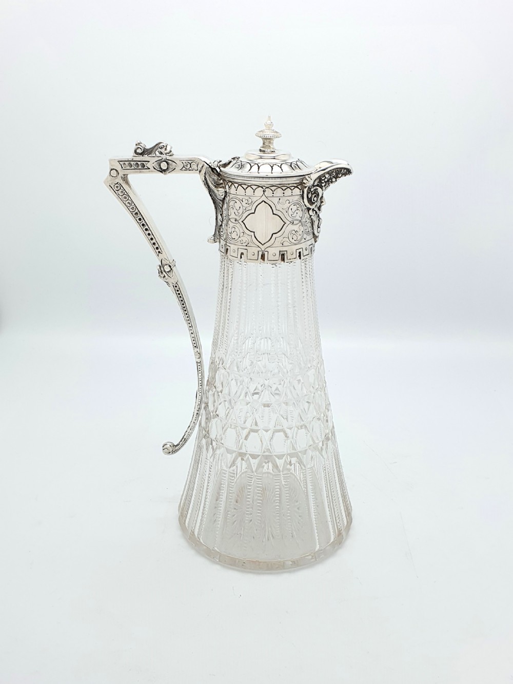 Lovely Victorian Cut Glass and Silver-Plated Claret Jug – circa 1880