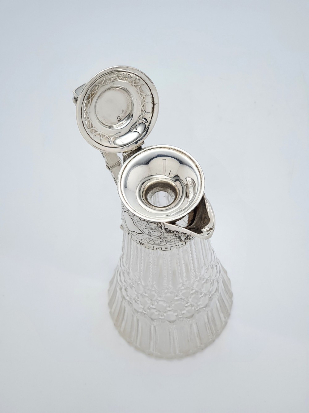 Lovely Victorian Cut Glass and Silver-Plated Claret Jug – circa 1880 View V