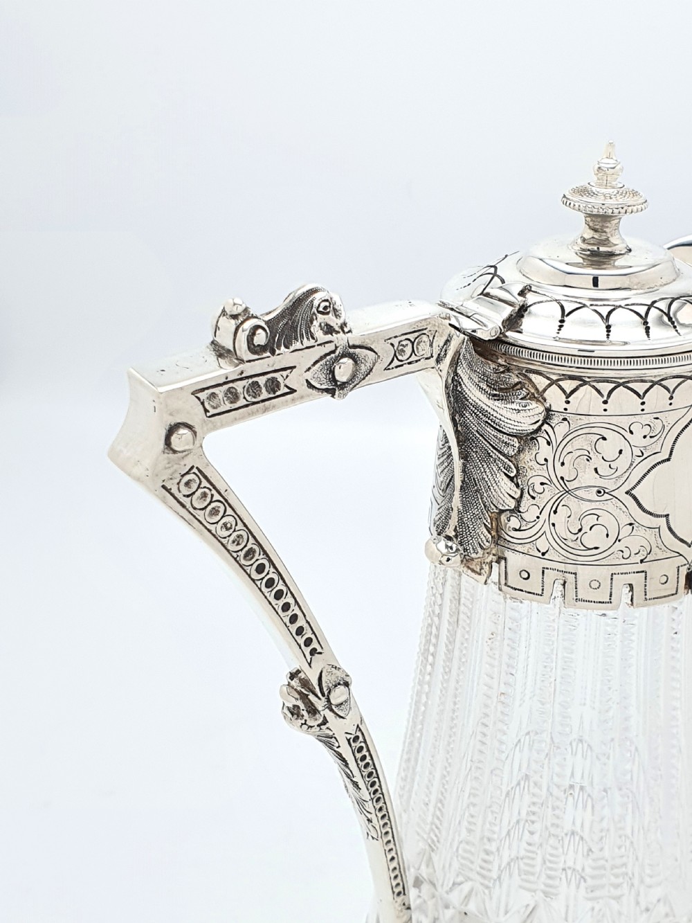 Lovely Victorian Cut Glass and Silver-Plated Claret Jug – circa 1880 View VI