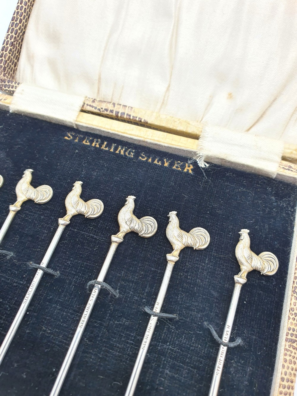 Nice Boxed Set of 6 Sterling Silver Cocktail Sticks - circa 1930 View II