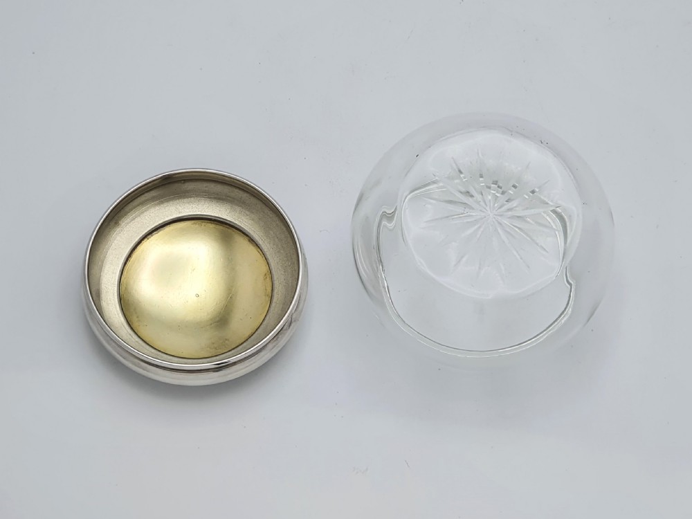 Lovely Silver and Guilloche Enamel Topped Glass Jar - 1923 View V