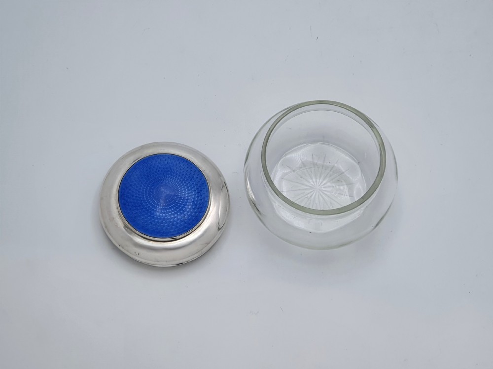 Lovely Silver and Guilloche Enamel Topped Glass Jar - 1923 View VI