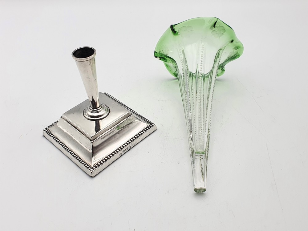 Pretty Victorian Silver and Glass Flower Flute - 1898 View IV
