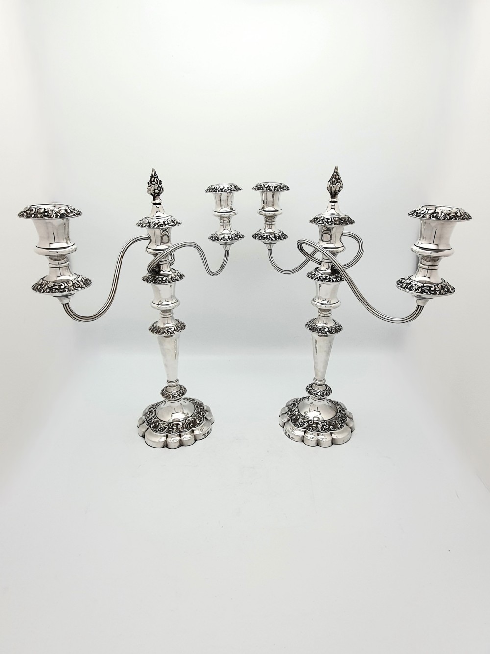 Splendid Pair of Large Silver-Plated Candelabras – circa 1920