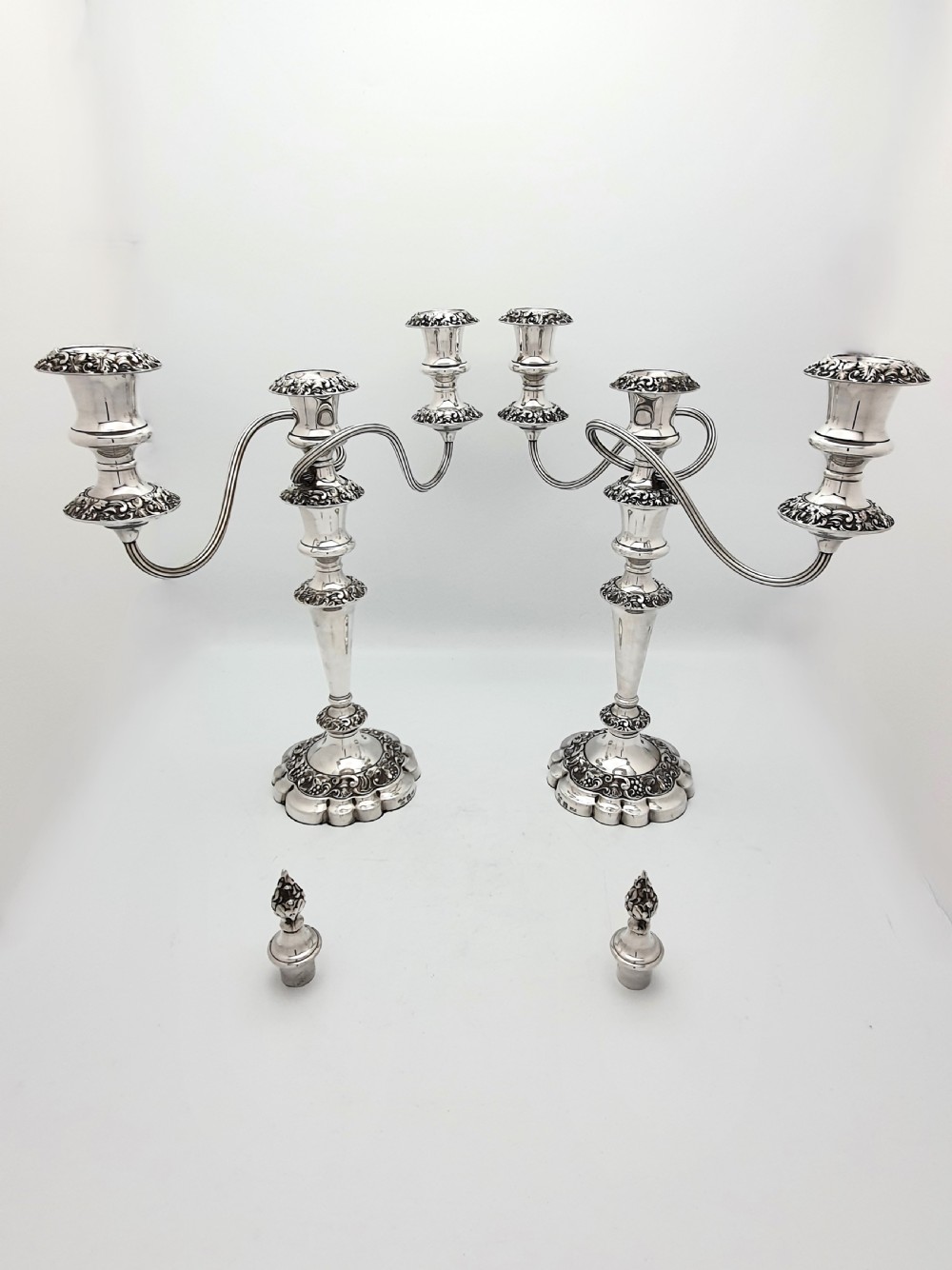 Splendid Pair of Large Silver-Plated Candelabras – circa 1920 View III